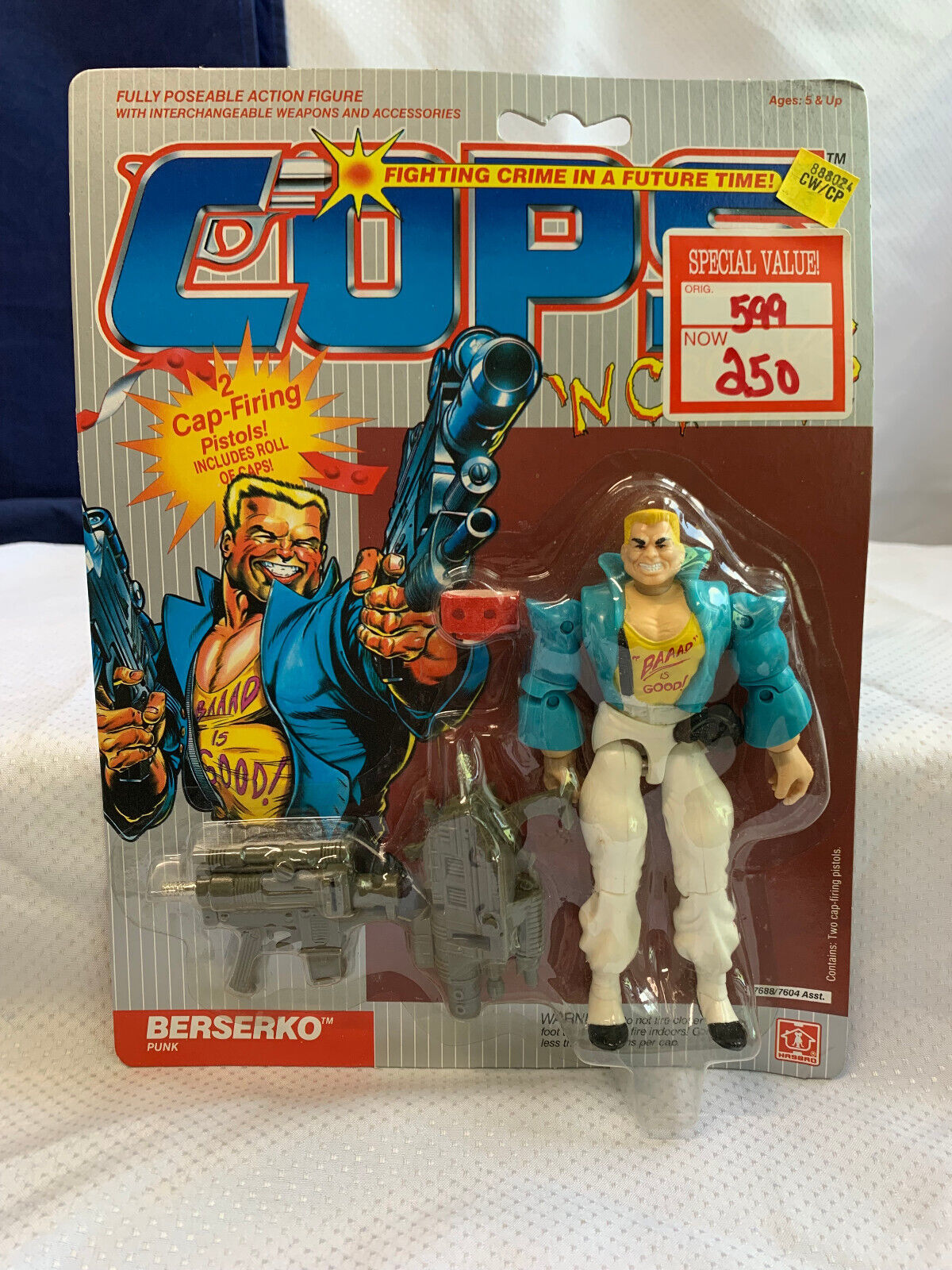 1988 Hasbro COPS "BERSERKO" Poseable Action Figure in Sealed Blister Pack - $178.15