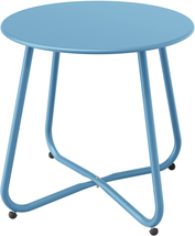 Grand Patio E-Coated Steel Side Table, Weather- Resistant Outdoor 18” round End  - £46.54 GBP