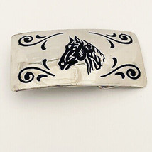Vintage Western Horse Head Belt Buckle Chambers Belt Co Silver tone Metal RARE - £15.94 GBP
