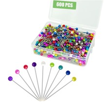 600Pcs Sewing Pins Straight Pin For Fabric, Pearlized Ball Head Quilting... - $11.99