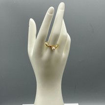 Classic Faux Pearl Solitaire Ring, Gold Tone Sleek Minimalist Band - £22.37 GBP