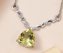 Gorgeous Ouro Verde Quartz and White Zircon Necklace 18 Inches 4.10 ctw - £25.57 GBP
