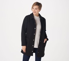 Denim &amp; Co. Regular Sherpa Bonded with Fleece (Black, XX-Small) A372275 - $15.70