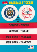 Detroit Tigers / New York Yankees 1987 Fleer Baseball Stickers #NNO - £1.36 GBP