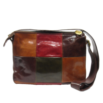 Moschino Vintage Women&#39;s Patchwork Leather Shoulder Bag Made in Italy Brown - £176.52 GBP