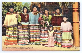 Postcard Seminole Indian Squaws Florida Tropical Hobby-land Indian Village Miami - £2.80 GBP