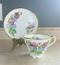 Salisbury Crown #3466A Vintage Tea Cup And Saucer Bone China Floral Design - £11.63 GBP
