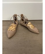 NINE WEST &quot;Sign Me Up&quot; NUDE Faux Suede Lace Up Pointed Flats Toe Sz 7.5 M - $285.10 MXN
