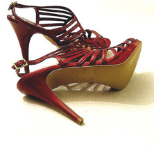 Carlos Ladies Stilettos Heels Buckle Open Toe Flash Red Size 10 - £31.65 GBP