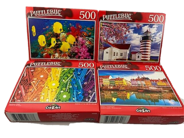 Puzzlebug Lot of 4-500 Piece Jigsaw Puzzles Random Selection NEW Bold, Colorful - £18.41 GBP