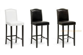 2 Black Brown Or White Modern Bar Stools Faux Leather Nail Head Solid Wo... - $5,428.44 MXN