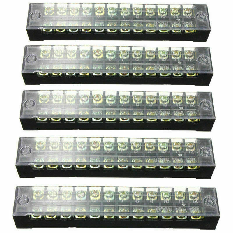 Primary image for 5X 12 Positions 12P Dual Rows Covered Barrier Screw Terminal Block 600V New