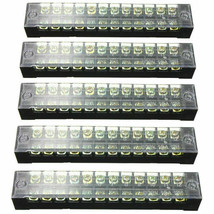 5X 12 Positions 12P Dual Rows Covered Barrier Screw Terminal Block 600V New - £15.65 GBP
