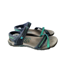 Merrell Terran Cross II Sandals Womens 8 Navy Green Leather Strappy Sport Hiking - £17.71 GBP
