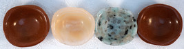 4 Miniature Sculpted Stone Bowls /Dips 1 Pale Onyx 1 Ocean Jasper 2 Goldstone - £23.91 GBP