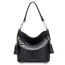 Zency 100% Leather Charm Women Shoulder Bag With Tassel Fashion Lady Messenger C - £78.03 GBP