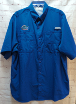 Columbia Men PFG Florida Gators fishing gear shirt blue L large Omni shade - £13.23 GBP