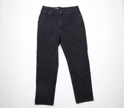 Vintage 90s Lands End Mens 36x32 Distressed Tapered Leg Denim Jeans Black USA - $54.40
