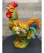 Vintage Large Majolica Vibrant Colorful Ceramic Glazed Rooster 15” Tall - €51,13 EUR