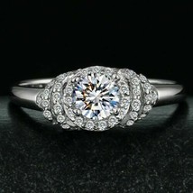 Halo Engagement Ring 2.35Ct Round Cut Diamond Solid 14k White Gold in Size 7.5 - £213.54 GBP