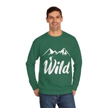 Unisex WILD Printed Sweatshirt - Black and White Mountain Hiker Adventure Graphi - $44.29+