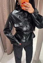 Zara Black Faux Leather Peplum Jacket Women Blazer BNWT 2731/150 - $107.98