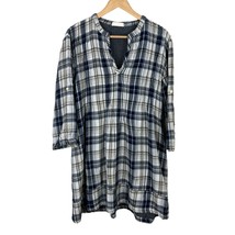 CP Shades Tunic Top Womens Large Blue Plaid Gauze Flannel Relaxed Fit Pin Tuck - £55.92 GBP