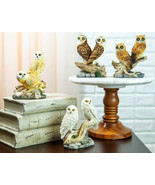 Colorful Barn Great Horned Snowy &amp; Screech Owl Perching On Branch Figuri... - $39.47 CAD