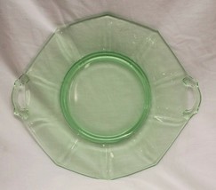 Old Vintage Green Depression Glass Octagon Platter Serving Plate Tray w ... - $24.74