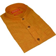 Mens INSERCH linen Shirt Banded Chinese Collar Sleeves-Less SS719 Sunburst image 2