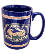 Vintage 90&#39;s Yosemite National Park Cobalt Blue and 24K Gold Coffee Mug Cup - £31.86 GBP