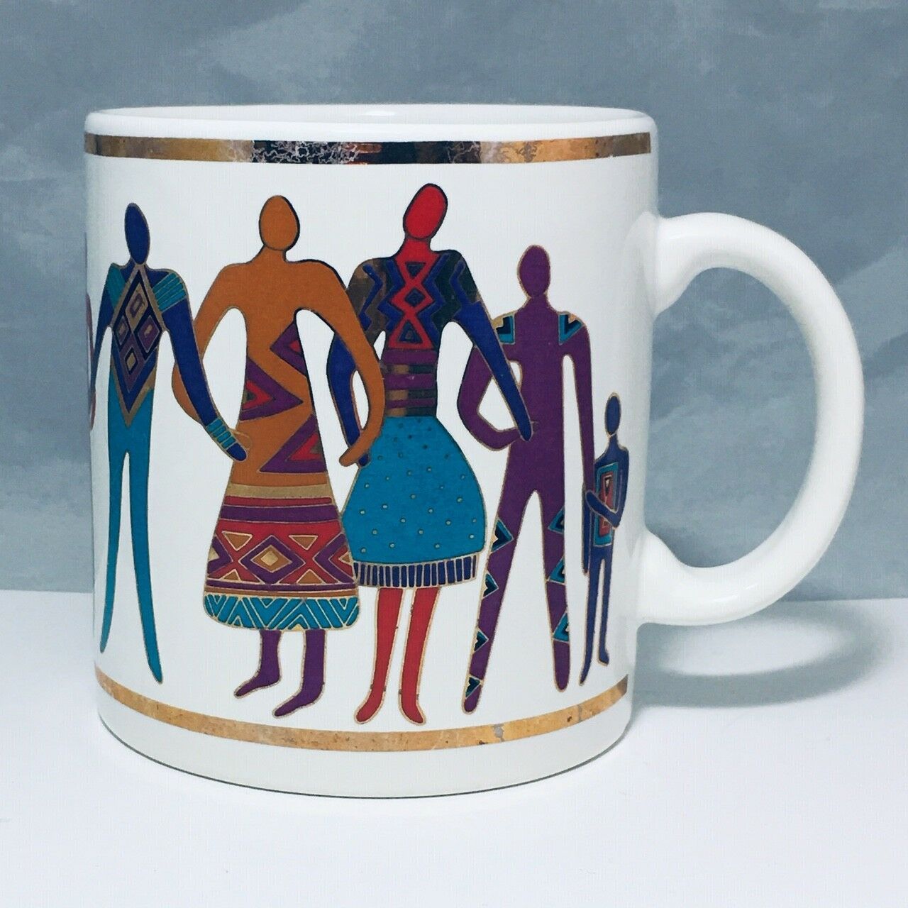 Primary image for Laurel Burch 1992 The Art Of Human Being 15 Oz Mug White with Gold Rim