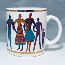 Laurel Burch 1992 The Art Of Human Being 15 Oz Mug White with Gold Rim - £7.31 GBP