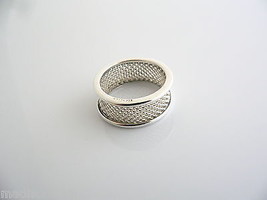 Tiffany &amp; Co Silver Wide Mesh Ring Band Sz 5 Gift Love Statement Rare - $248.00