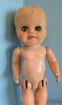 VINTAGE IDEAL TODDLER BABY DOLL 12&quot;  VINYL MOLDED BLONDE BLUE EYES - £19.35 GBP