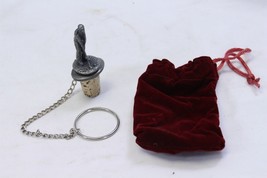 Golfer Golf Player Cork Wine Bottle Stopper w/ Chain Pewter Vintage + Bag - $12.73