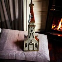 Ceramic Cathedral Catholic Church Accent Tea Light Steeple Chapel Fleur ... - $37.40