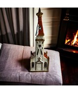 Ceramic Cathedral Catholic Church Accent Tea Light Steeple Chapel Fleur ... - £29.66 GBP