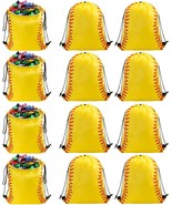 12 Pcs Softball Drawstring Bags Bulk Baseball Drawstring Gift Bags  16&quot;L... - $26.85