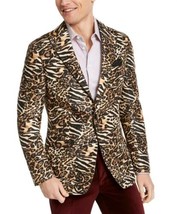 Tallia Men&#39;s Slim-Fit Black Gold Leopard Print Dinner Jacket SIZE-38R Or... - £97.93 GBP