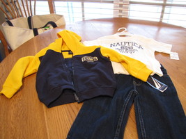 Boy&#39;s Nautica outfit set 12/18 M jacket hoodie short sleeve t shirt jeans $69.50 - £14.39 GBP