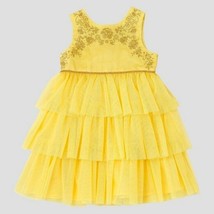 Toddler Girls Beauty And The Beast Empire Dress Rose Yellow Belle Gown 5t NEW - £46.35 GBP