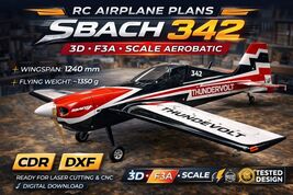 PLANS RS Sbach 342 RC airplane plans DXF CDR laser cut files 3D F3A mode... - $30.58