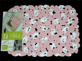 Pink White Ghosts Rubber Pebbles Sink Counter Mat Placemat 15.5 x 12 NWT - $15.99