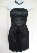 Vintage Jessica McClintock Strapless Lace Mini Dress XXS Strapless Black Teal - £19.97 GBP