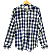 Mutual Weave Button Front Shirt Mens size Medium Long Sleeve Blue OW Plaid - £17.97 GBP