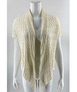 Isabellas Closet Cardigan Sweater Size Small Cream Cable Knit Cotton Ope... - $21.78