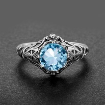 Lue aquamarine ring 925 silver for women punk 2 1ct vintage gemstone wedding engagement thumb200