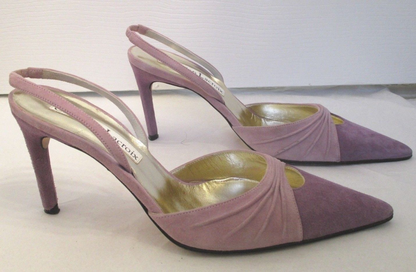 CHRISTIAN LACROIX Two Tone Purple Suede Slingbacks - Size 37 1/2 - $71.20