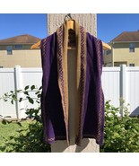 Vintage Anne Klein II  Purple Gold Womens Scarf Wool Blend Rectangle - $14.84